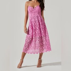 Astr The Label Anaya Lace Midi Dress Pink Orchid XS